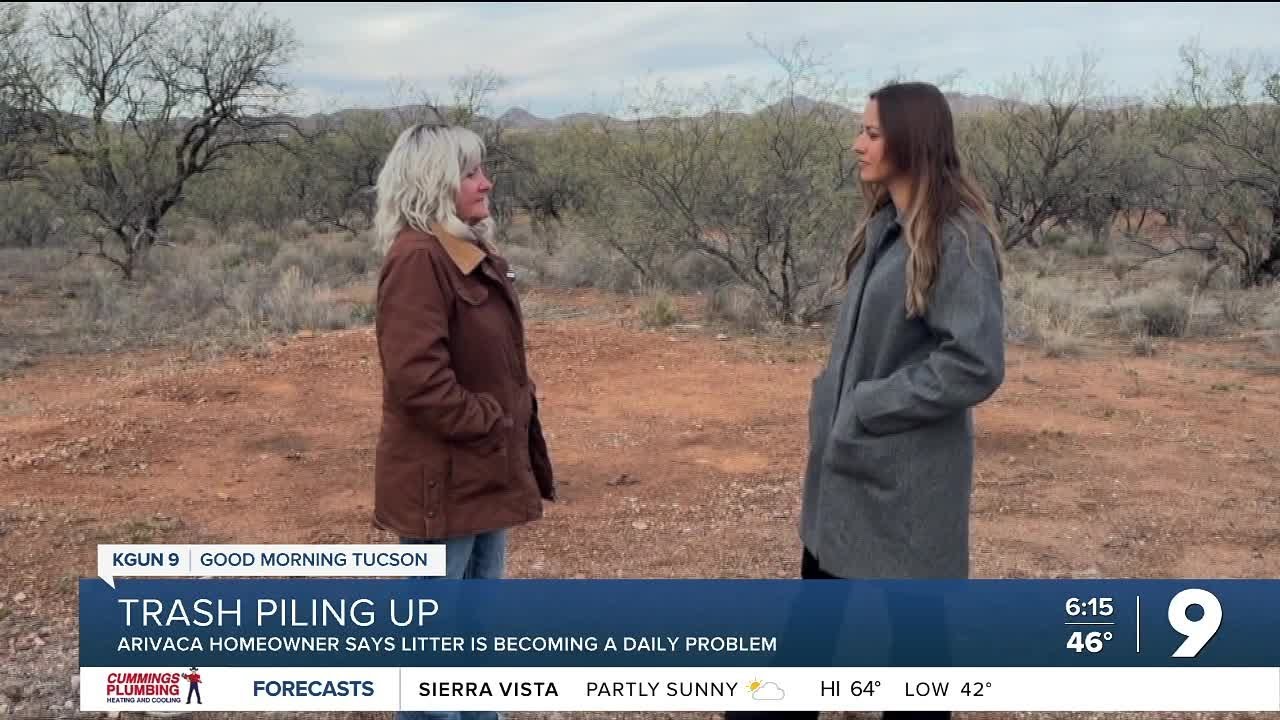 Trash piling up on Arivaca property near the border