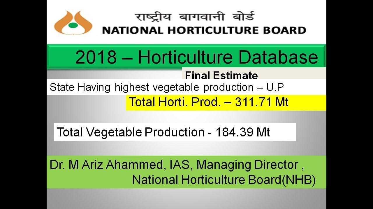 Horticultural Database 2018@ NHB(National Horticulture Board)