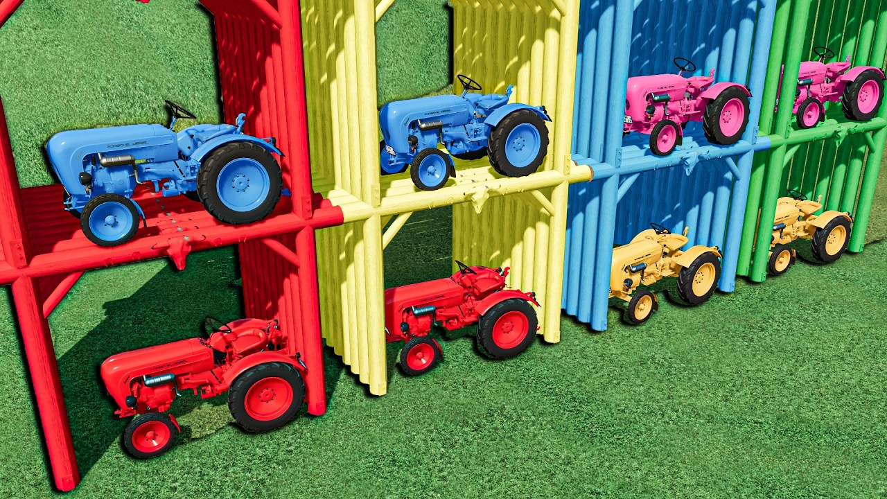 TRANSPORT OF COLORS - HAND UNLOADING WITH MINI TRACTORS & MANURE WORK FS22