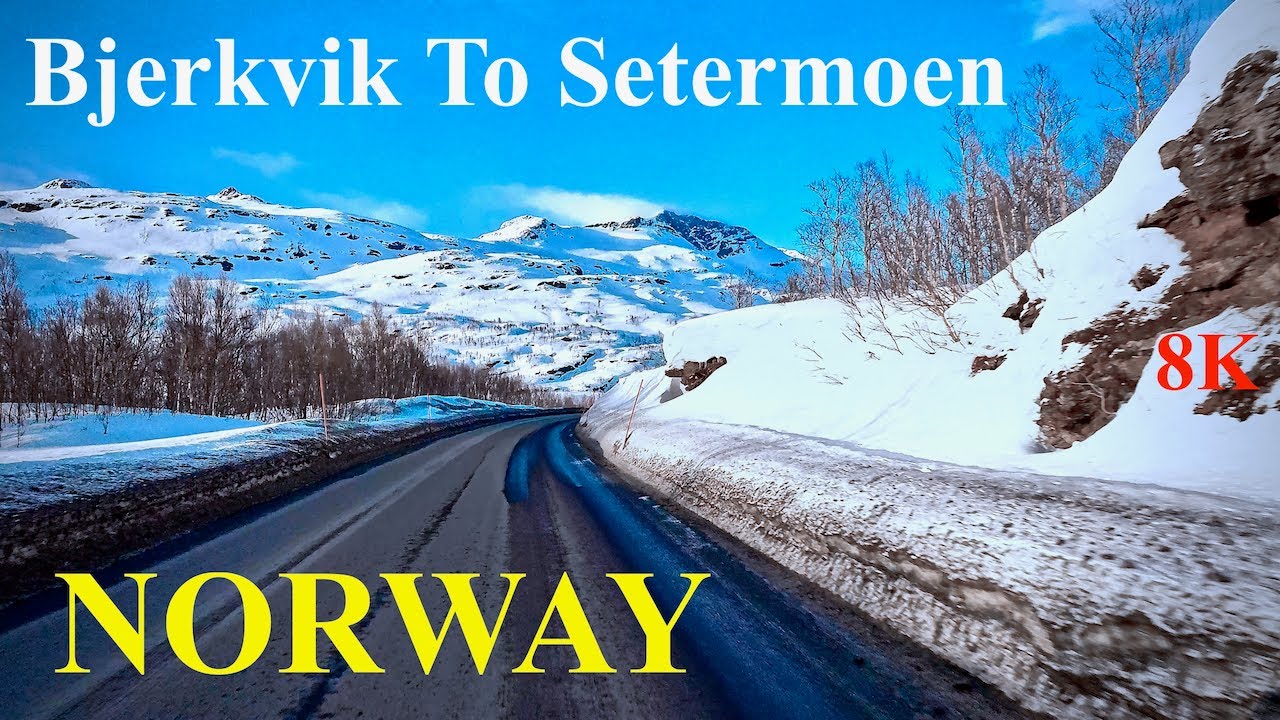 Winter Drive from Bjerkvik to Setermoen, Norway | Snowy Mountains & Stunning Scenery