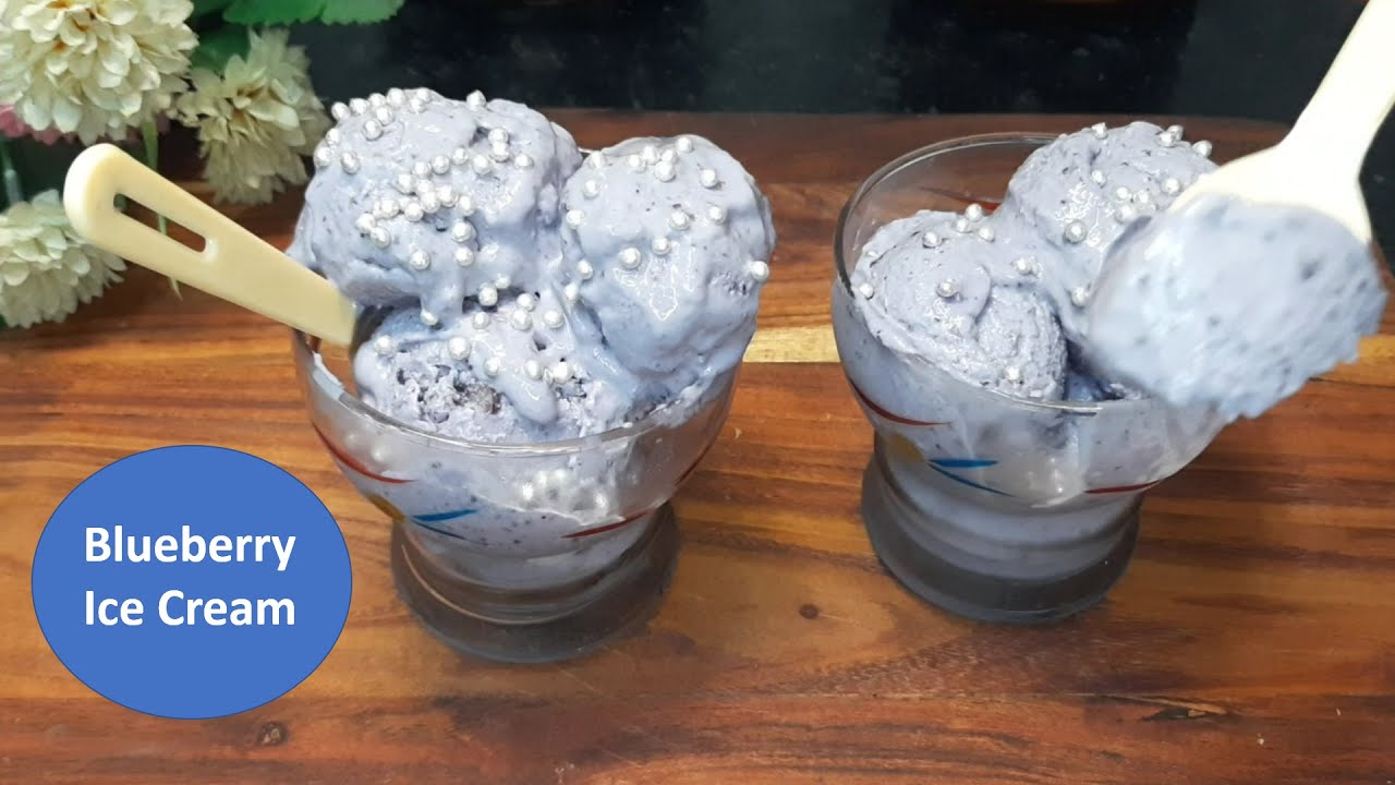 Blueberry ice cream Recipe | Homemade Blueberry Ice Cream with fresh Blueberries