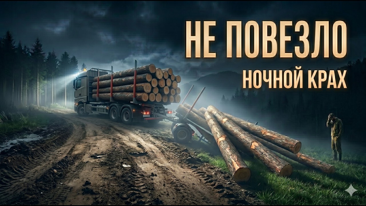 Не удержал лес! Потерял груз ночью — Farming Simulator 25