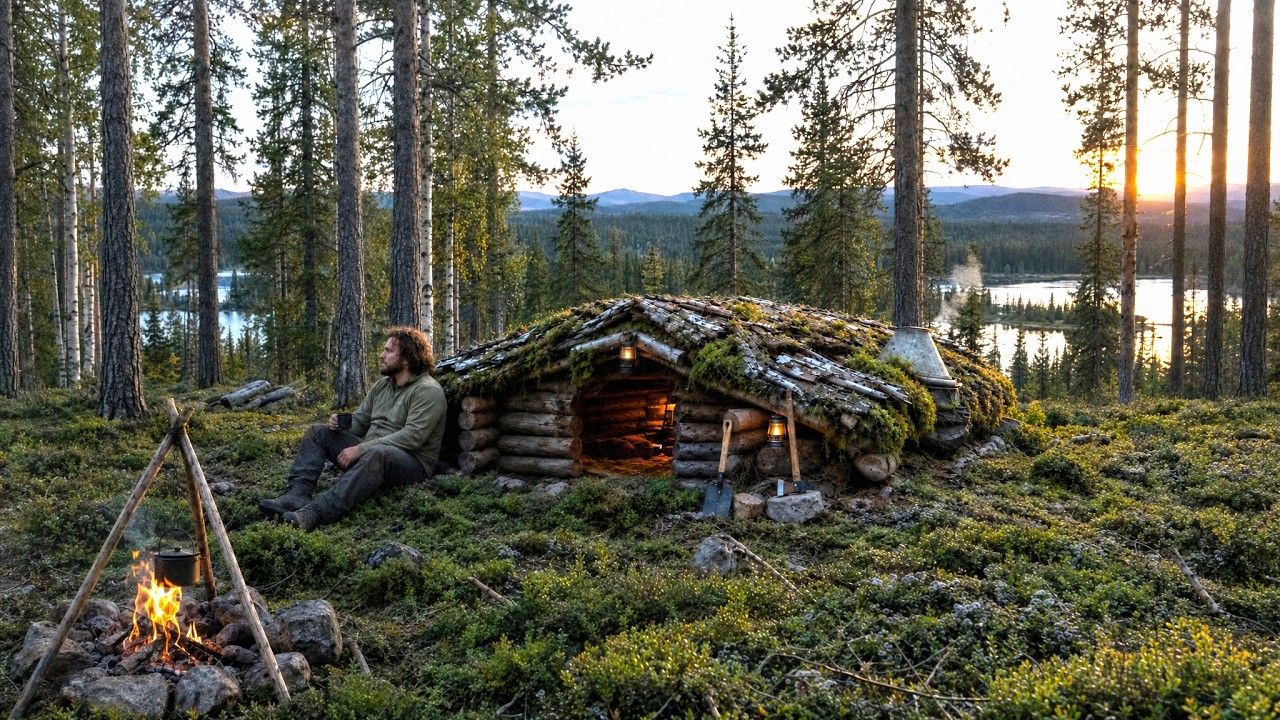 I Spent 7 Days Building a Secret Bushcraft Shelter Deep in the Wilderness