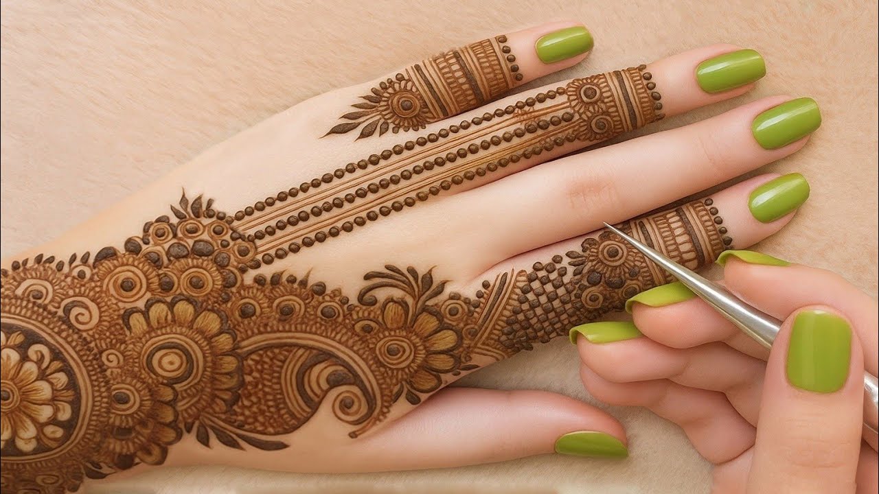 Elegant and easy Arabic mehandi design ✨🌱|| back hand henna design