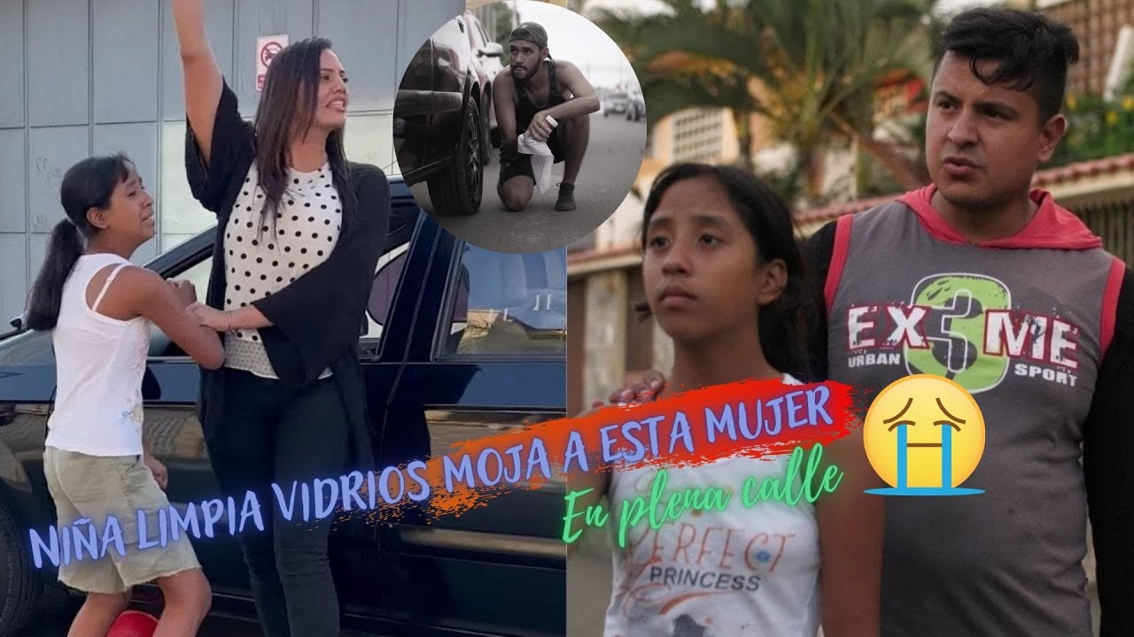 Niña limpia vidrios moja a esta mujer en plena calle😭