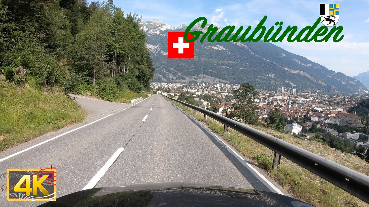 Relaxing Drive through the Kanton Graub&uuml;nden in Switzerland in 4K and with Calming Music