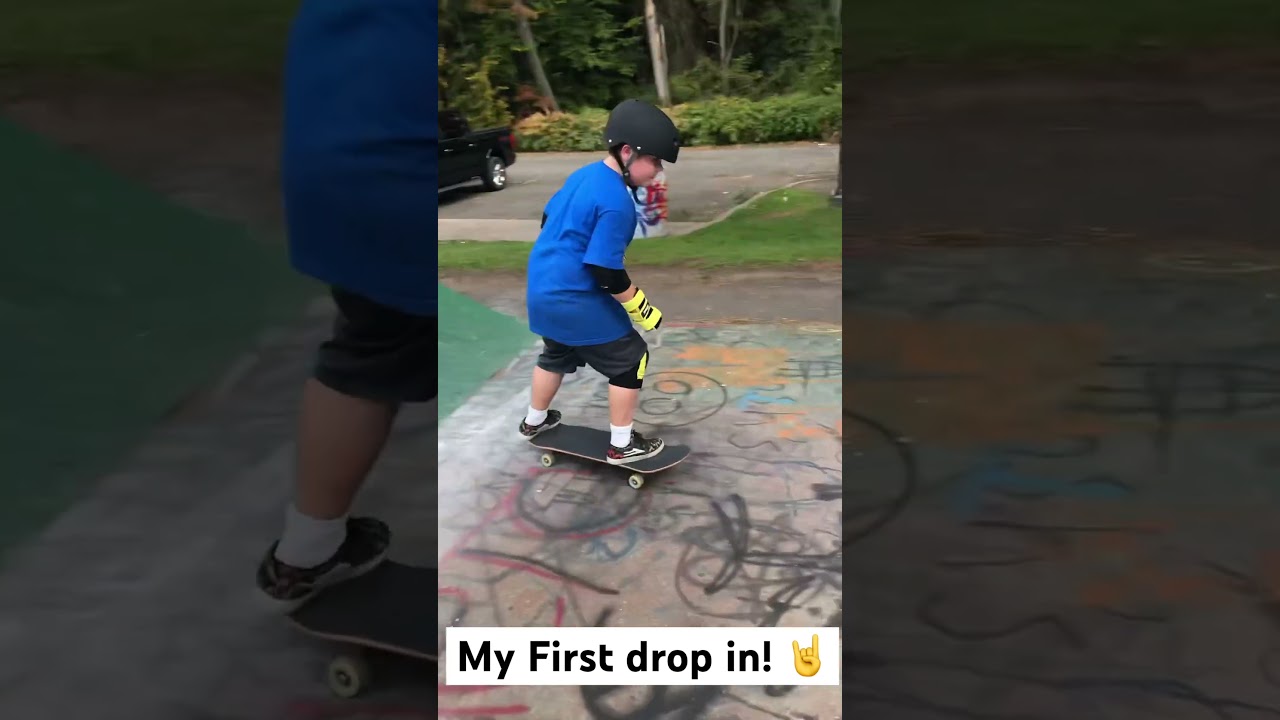 First Drop In!! 🤘 #skateboarding #skater #kids