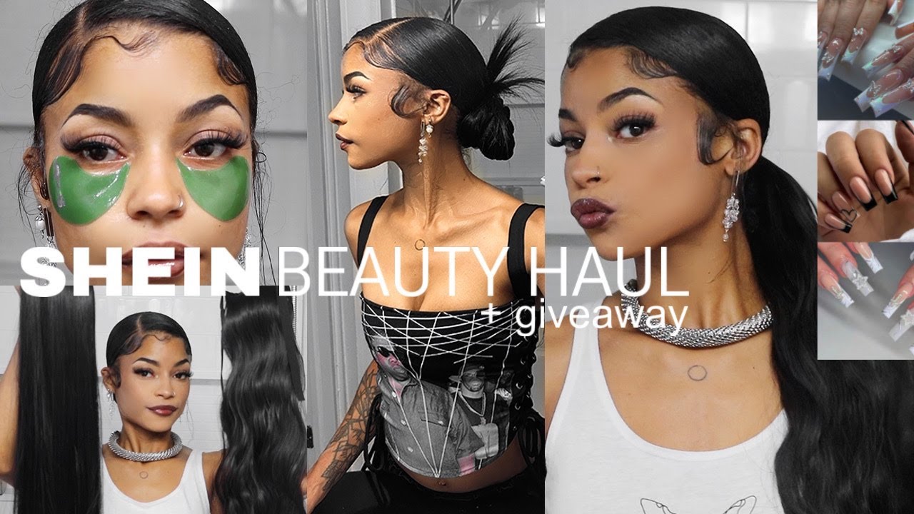 SHEIN BEAUTY HAUL : SKINCARE, LASHES, PONYTAILS? + PRESS ON NAILS + GIVEAWAY || ARIANA.AVA