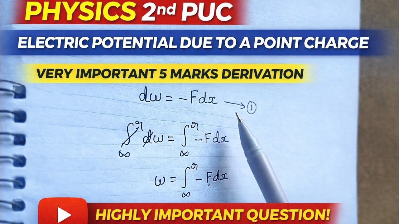 Expression for electric potential due to a point charge| #physics #exam 