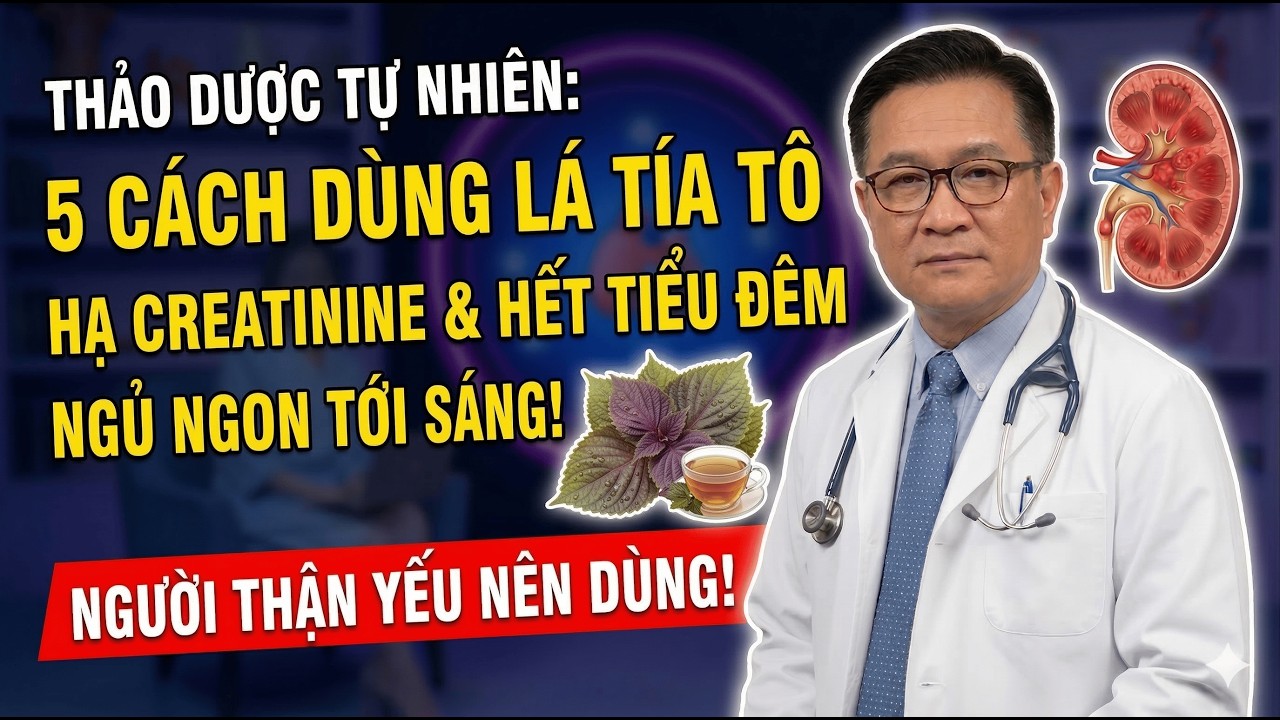 5 CÁCH DÙNG LÁ TÍA TÔ GIÚP HẠ CREATININE - HẾT TIỂU ĐÊM - NGỦ NGON TỚI SÁNG