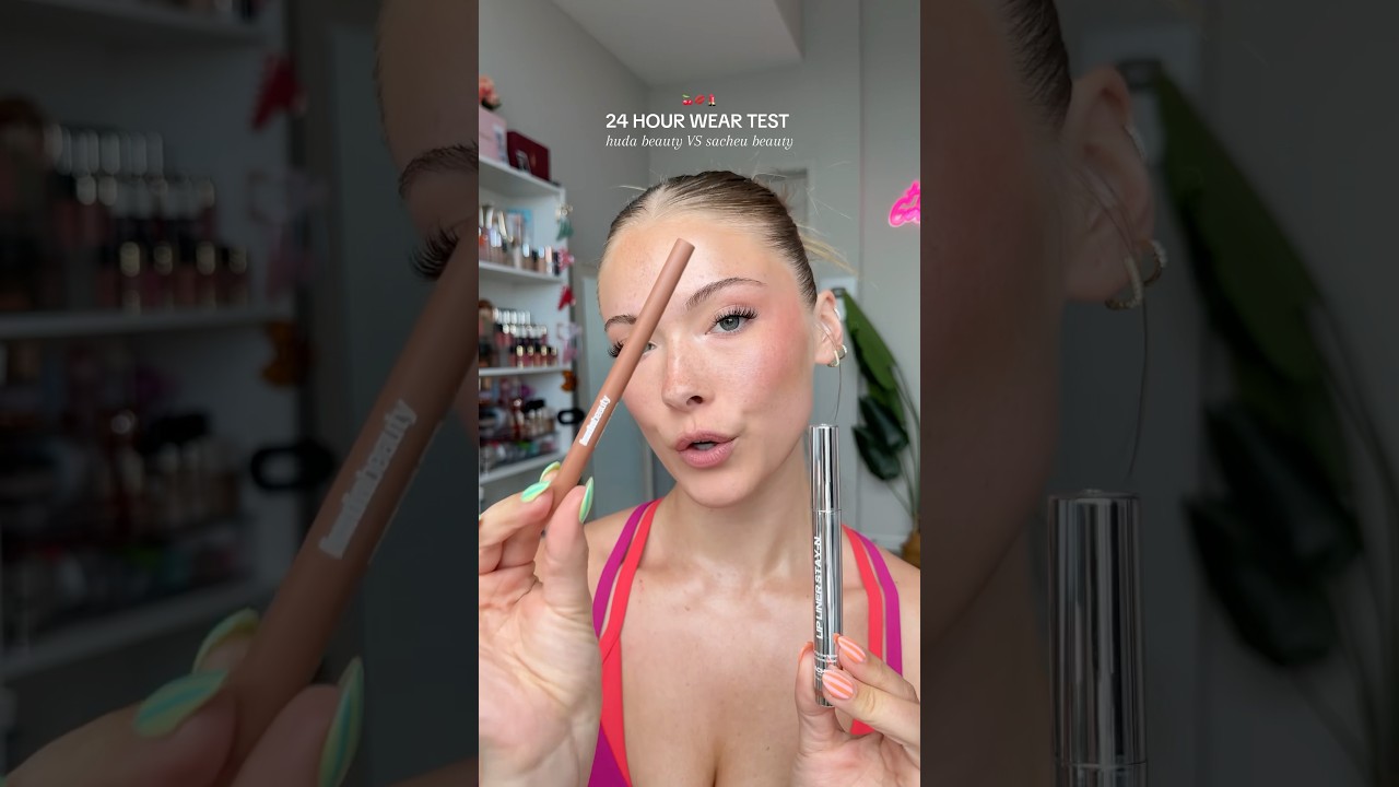 HUDA BEAUTY VS SACHEU BEAUTY lip stain wear test 🍒💋💄 #makeupreview #lipstain  #trending