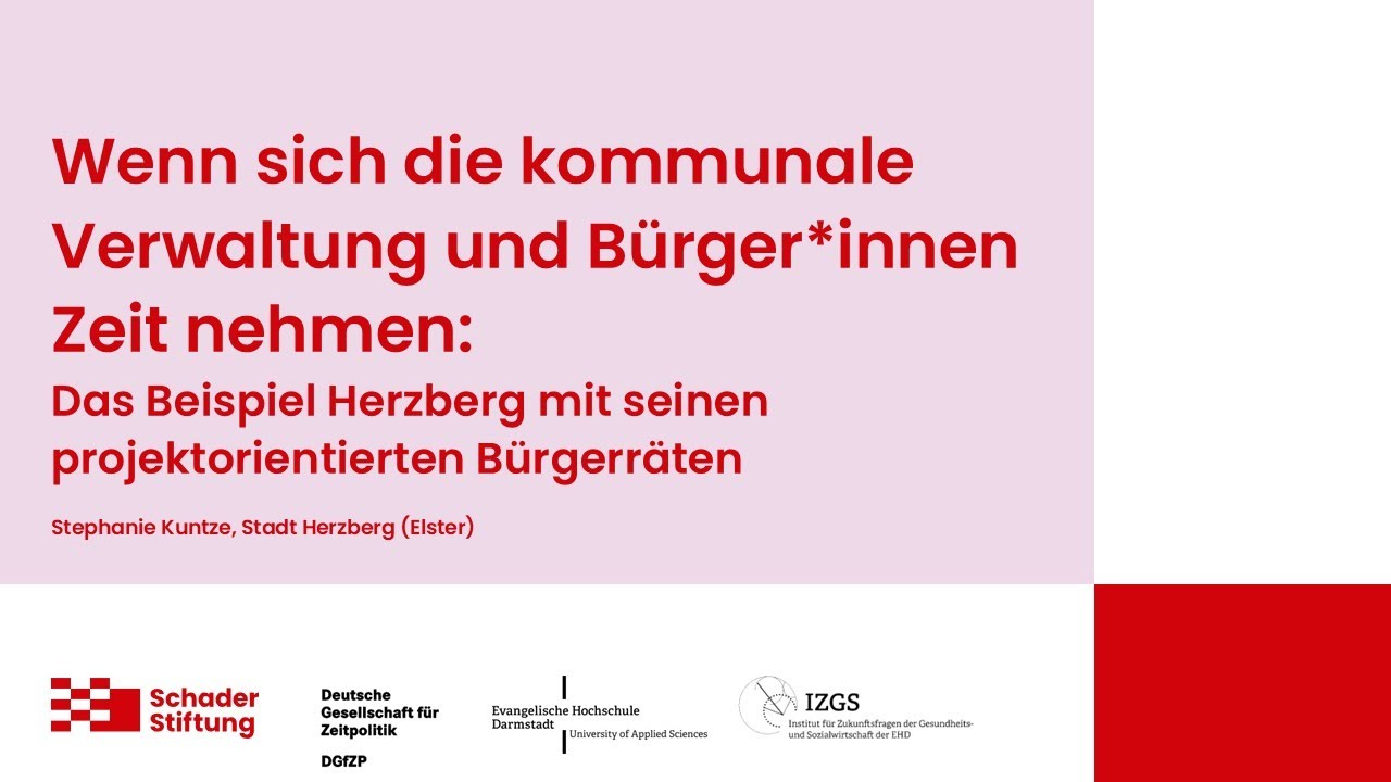 Wenn sich Kommunalverwaltung und Bürger Zeit nehmen: projektorientierte Bürgerräte in Herzberg