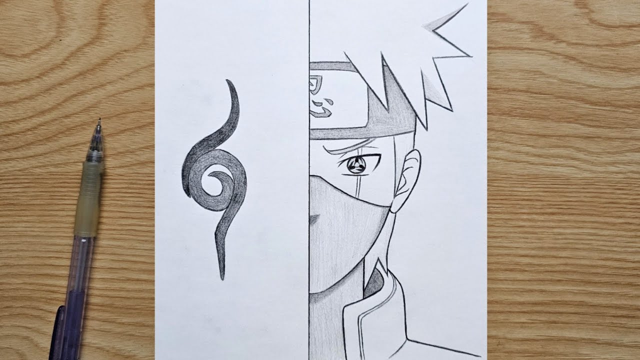 Kakashi drawing easy | How to draw kakashi from naruto step by step | anime half face for beginners