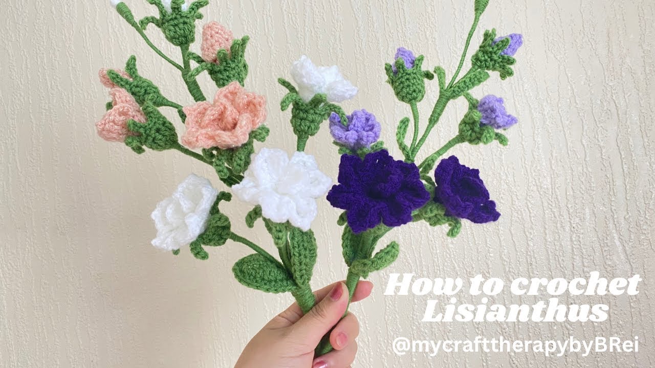 How to crochet Lisianthus flower #crochettutorial #crochetflower #lisianthus #beginner #fyp