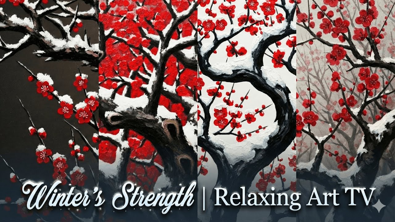 4 Plum Blossom ART TV for Living Room Aesthetic Screensaver (10 Hours) | Voyage Artistique