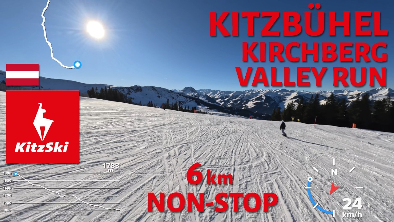 Skiing in Kitzbühel, Austria - Kirchberg Valley Run to Fleckalmbahn - 4K with GoPro Hero11