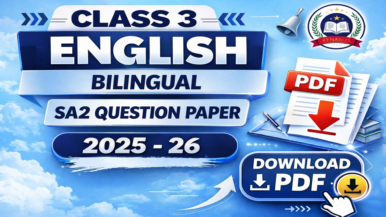 Class 3 English  bilingual SA2 question paper 2025 -26