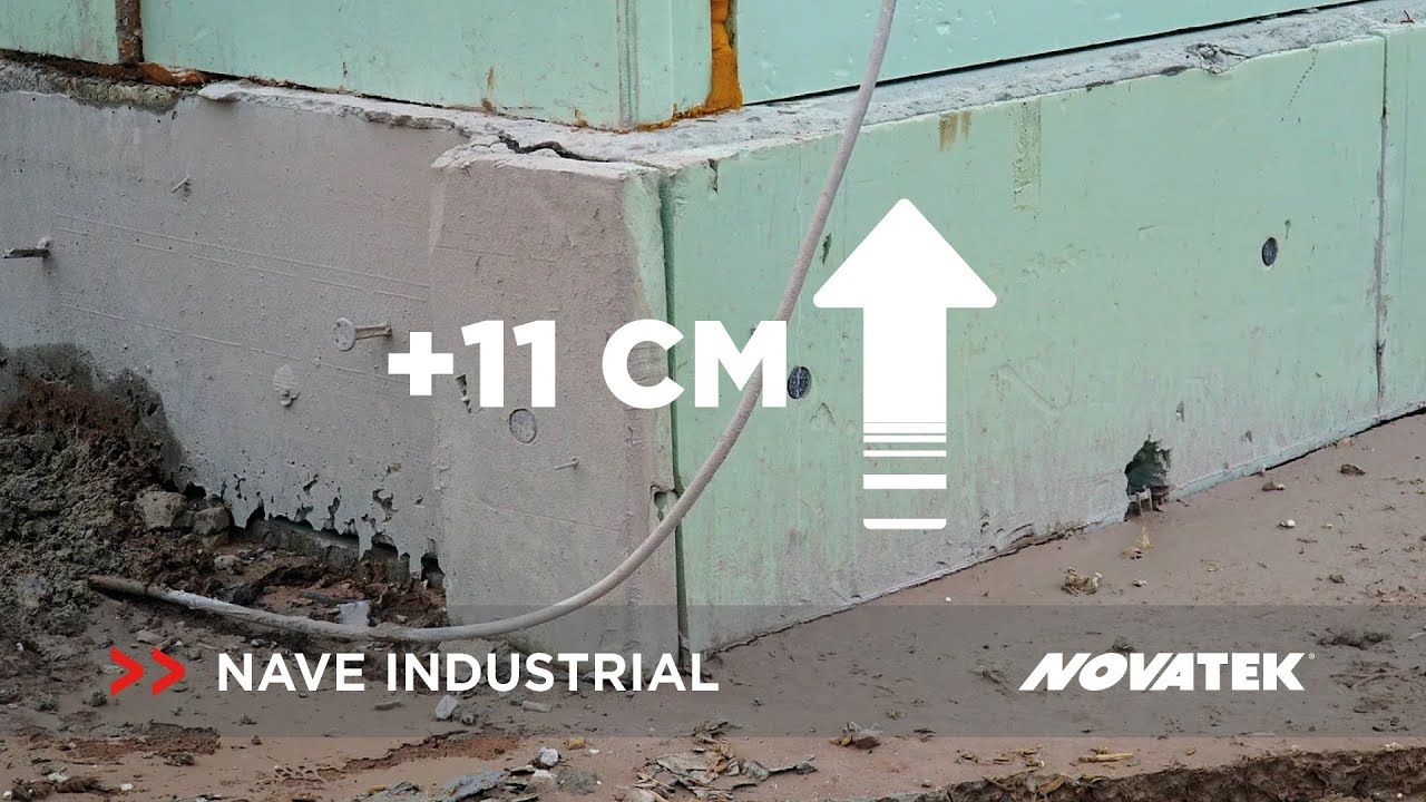 Recalce de la cimentacion: +11 cm de levantamiento de una NAVE INDUSTRIAL  - GeoNovatek