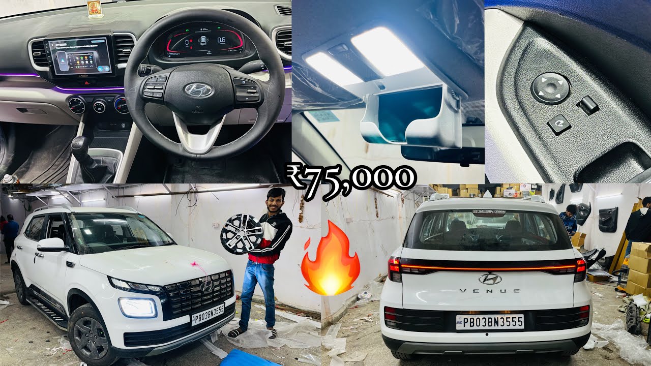 VENUE 2024 MODIFIED 🔥 BASE TO TOP MODEL ✅ AUTOFOLDING + ALLOYS 🔥 WHITE SEAT COVER & INTERIOR