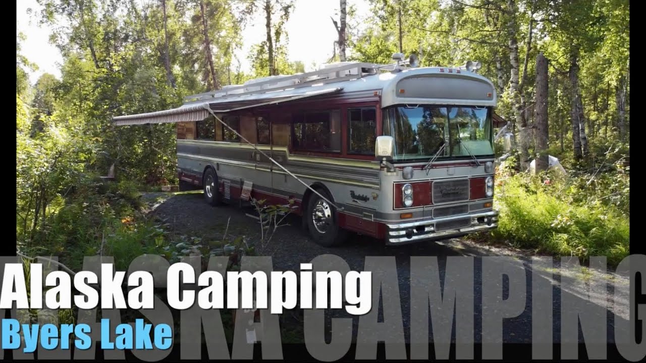Alaska Camping: Byers Lake, Denali State Park in TWO Classic Wanderlodge Buses! 🚎 🚎