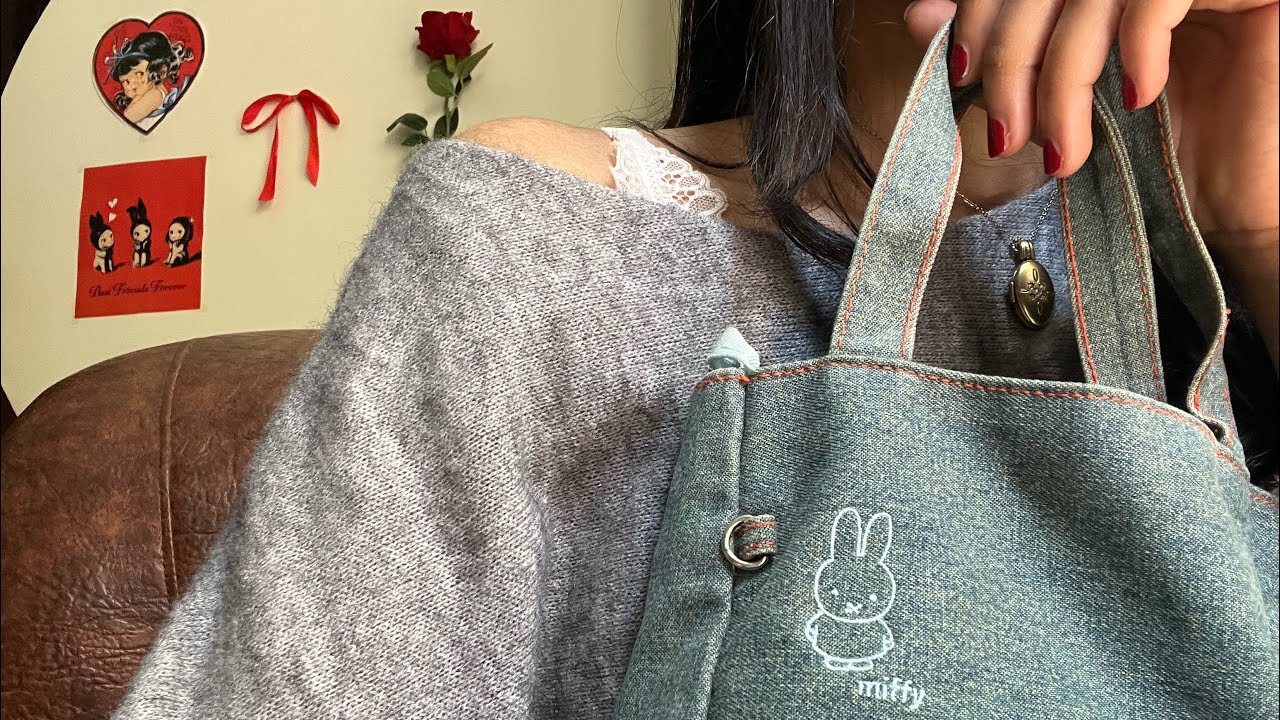 First ASMR | Soft Makeup Sounds on My Miffy Bag 🥀