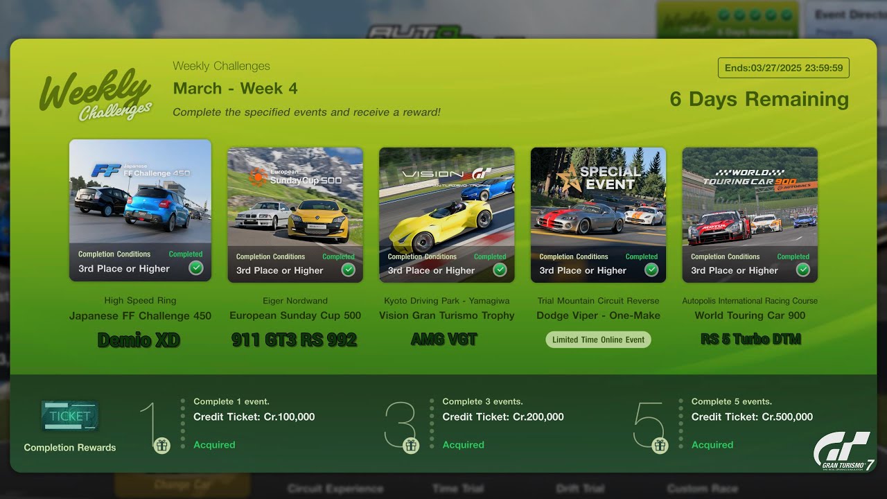 Gran Turismo 7 | Weekly Challenges March 2025 WK.4 - 2nd Viper 35th & WTC900 [PS5Pro]