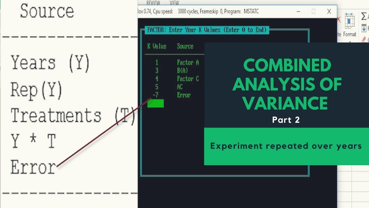 Combined analysis of variance | Experiments repeated over years | RCBD one factor example