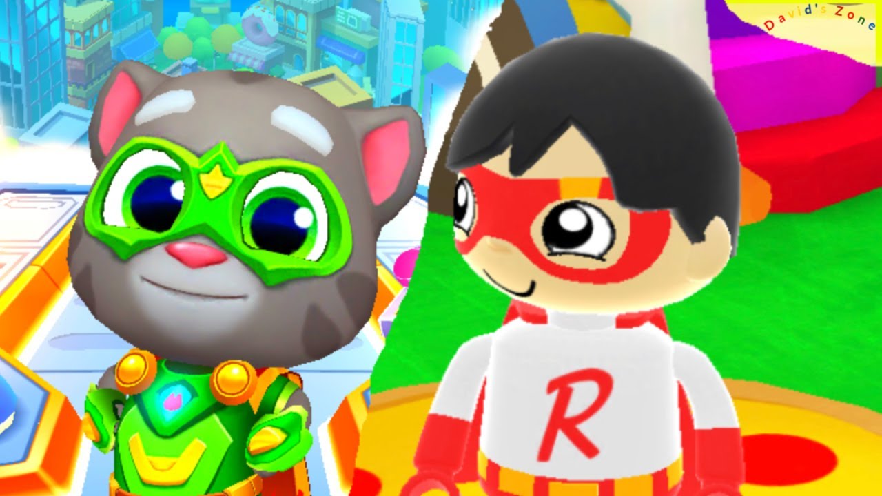 Tag with Ryan and Talking Tom Hero Dash / Games for Kids - Red Titan vs Hero Tom
