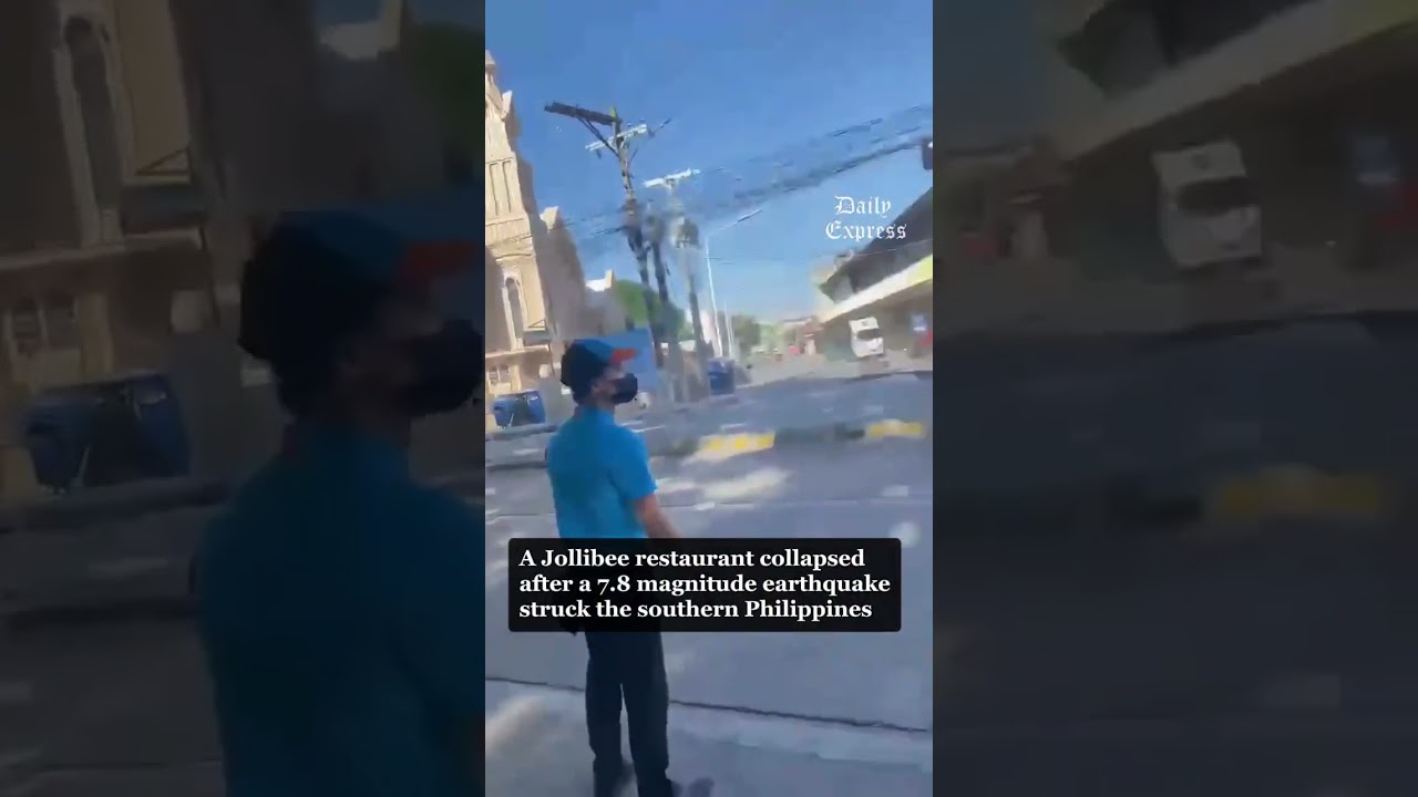 A Jollibee restaurant collapsed after a 7.8 magnitude earthquake struck the southern Philippines