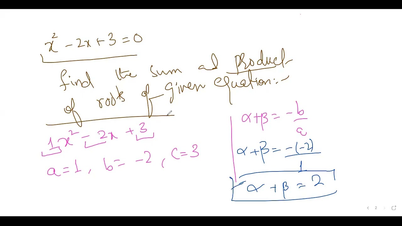 Sum and Product of Roots  Quadratic Equations Explained Easily