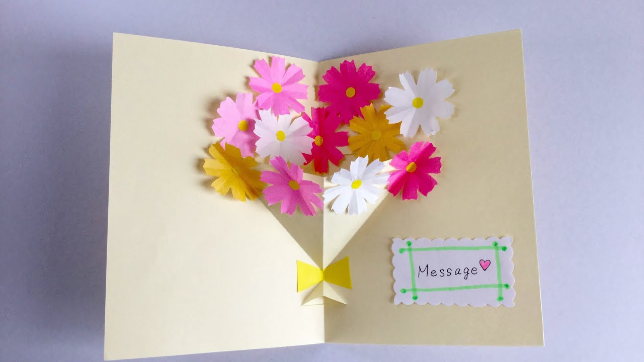 ポップアップカード  コスモスの花束  作り方　Pop-up card Cosmos bouquet How to make