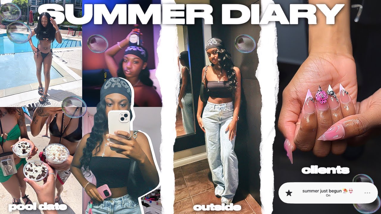 SUMMER DIARY 01 ᥫ᭡.: nail clients, studio session, pool date, bathroom makeover? & more