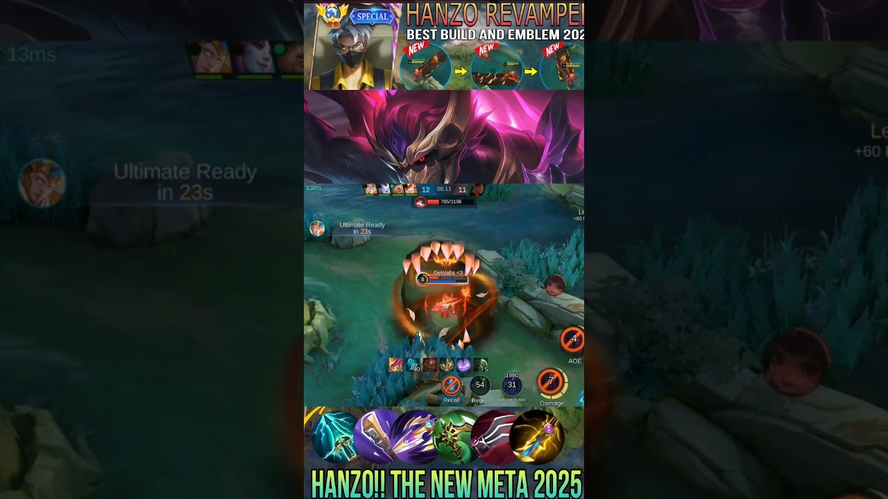 REVAMPED HANZO !! PERFECT COMBO🔥😱 - MLBB #hanzo #mlbb #mobilelegends #shorts #shortvideo #short
