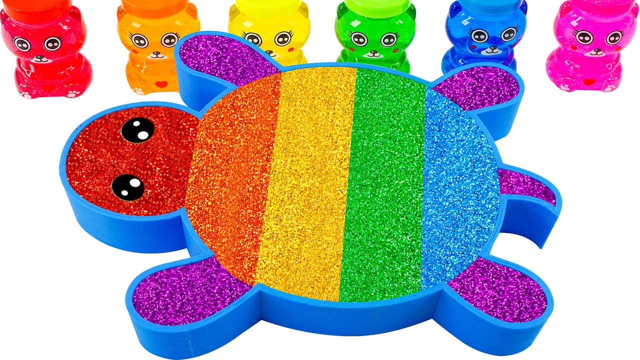 Vídeo de Slime ASMR l Cómo hacer Slime Tortuga arcoíris Bañera Cortando ASMR l Por Soft Sand B