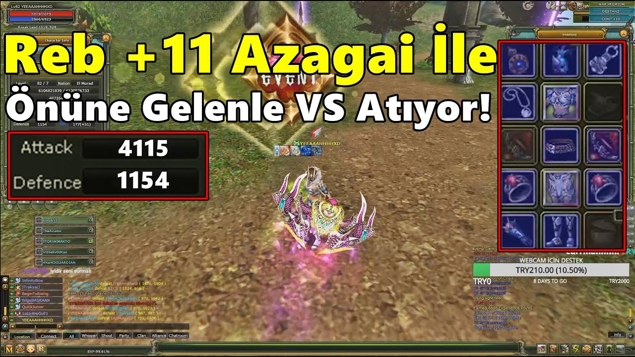Yeah - Reb 11 Azagaili Full İtem Ok&ccedil;u İle | &Ouml;n&uuml;ne Gelenle Vs Atıyor! | Knight Online