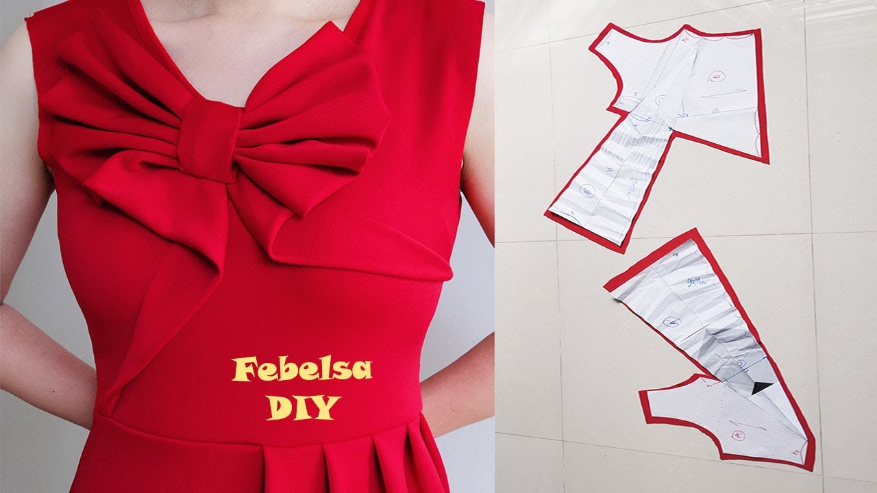 V090 How to make pleated heart bow dress