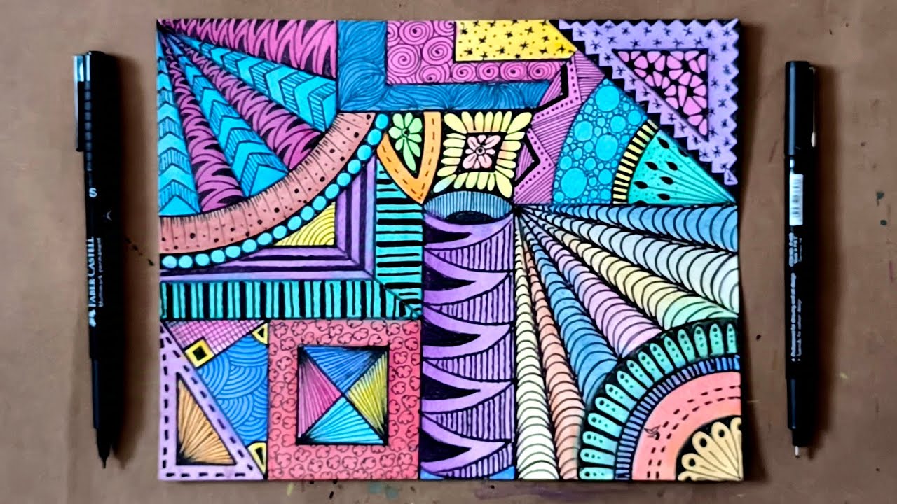 Step-by-Step Geometric Zentangle for Beginners || Let’s Doodle Calmly