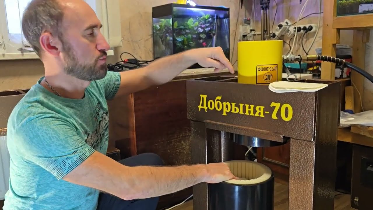 Пресс 70тонн выход масла из семян льна золотистого/ Добрыня-70 бочка в гильзе 4л/ маслодело