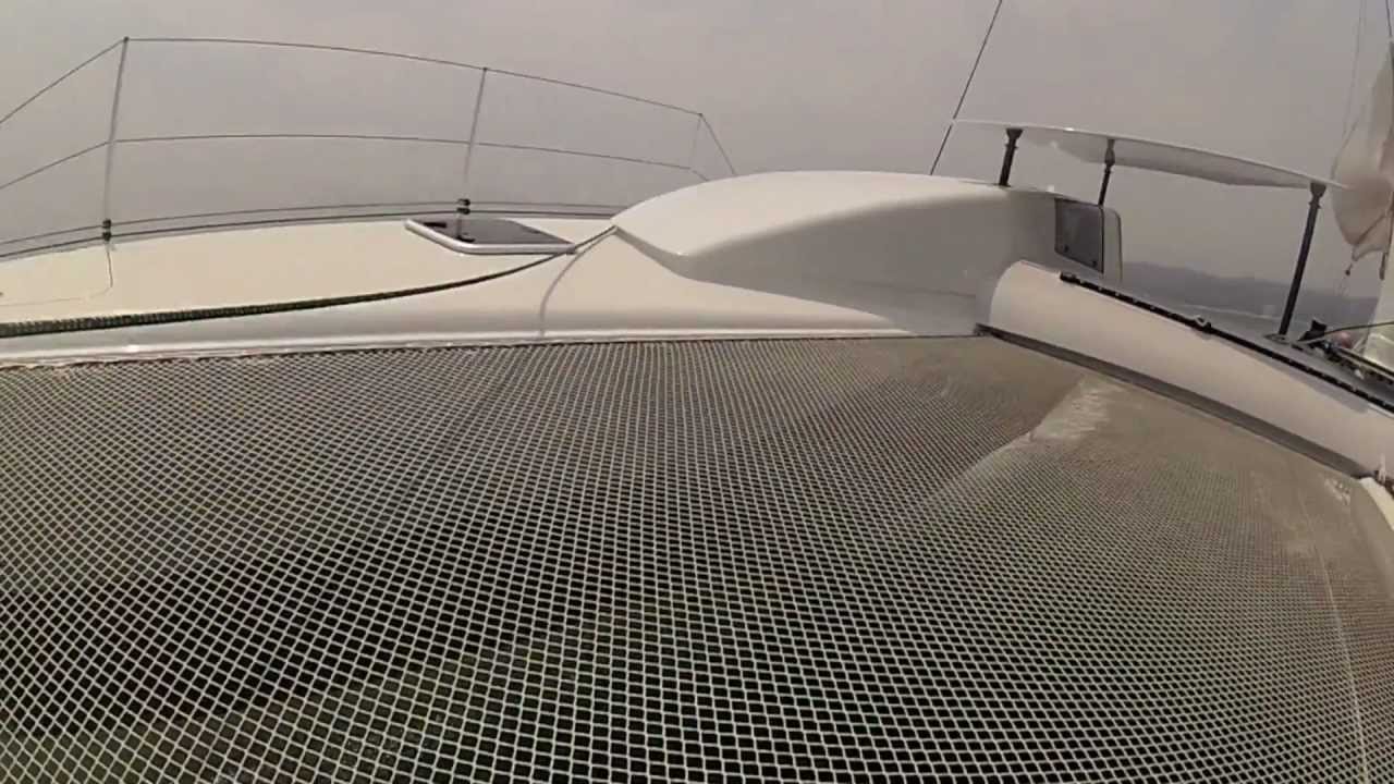 SIG45 fast cruising catamaran at speed - on board sensations