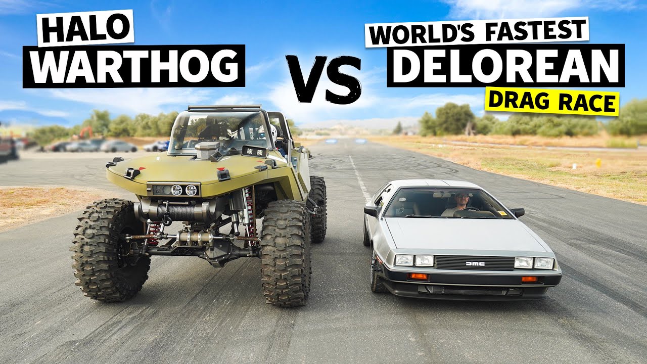 1,000hp Halo Warthog drag races Marty McFly’s 500hp Dream DeLorean