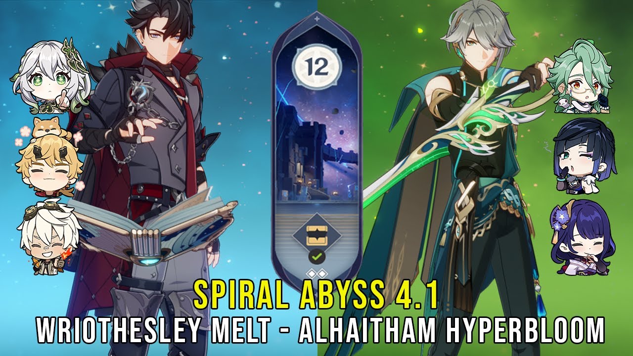 C0 Wriothesley Melt Burn and C0 Alhaitham Hyperbloom - Genshin Impact Abyss 4.1 - Floor 12 9 Stars