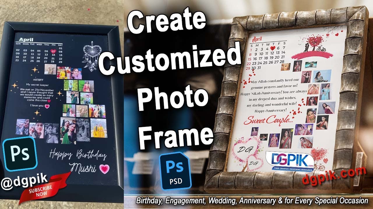 Wedding Anniversary Customized Photo Frame in Photoshop | with Free PSD