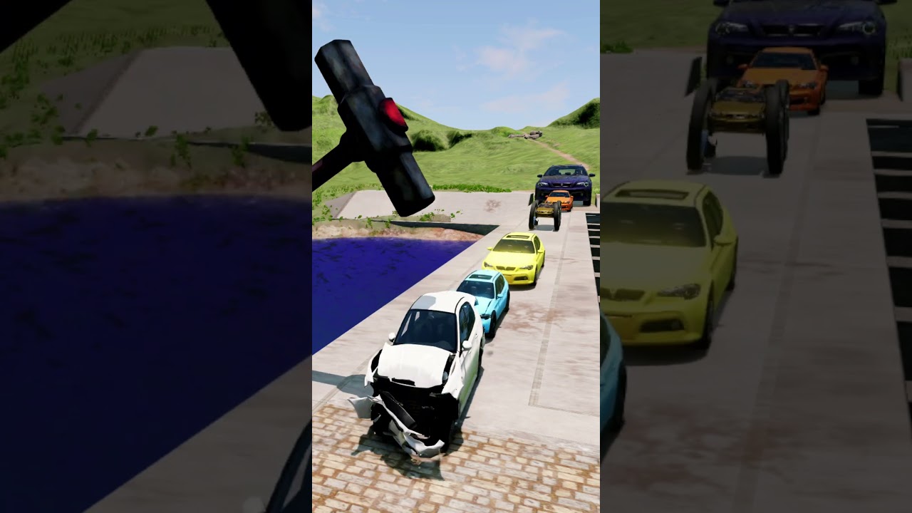 Colorful Small to Giant Cars vs Huge Hammer  