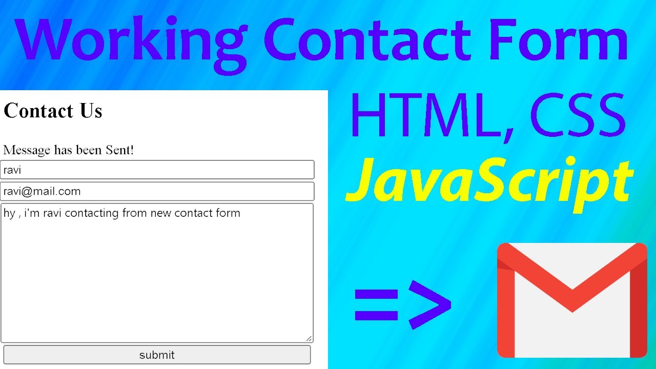 Create a Working Contact Form Using HTML - CSS - JavaScript And AppScript | HTML Form to Email