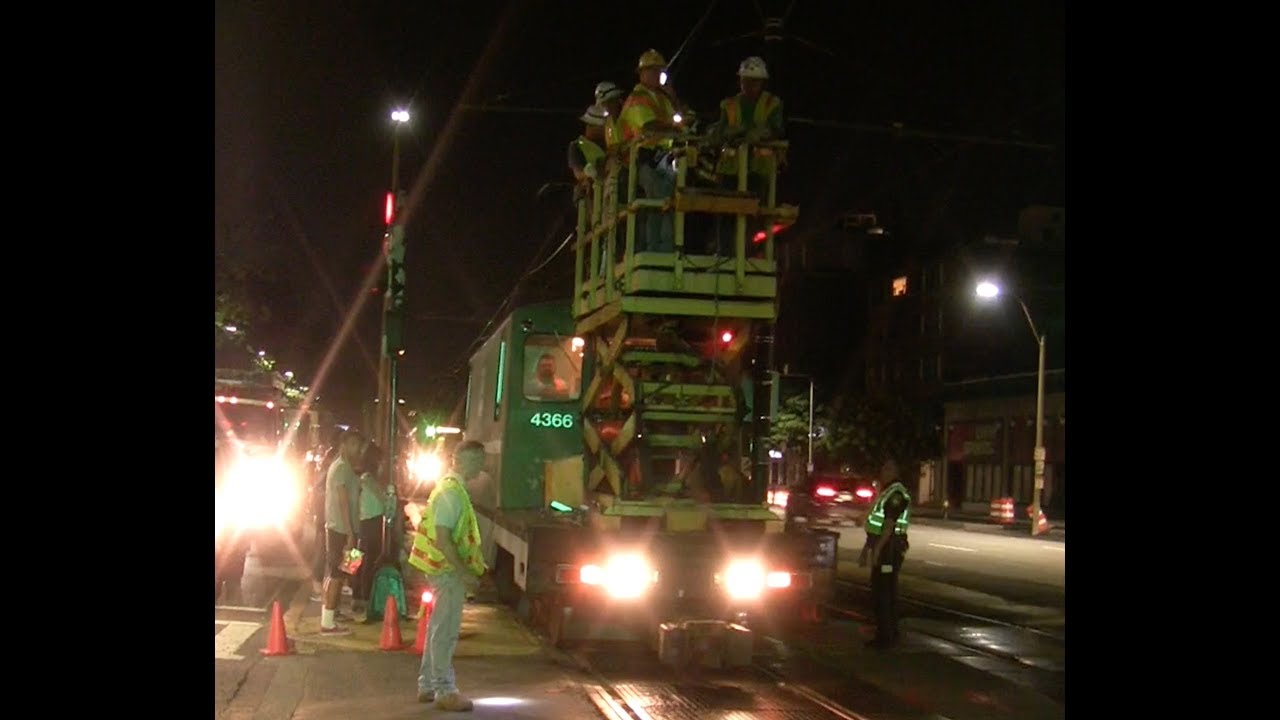 RARE MBTA Wire Car Working on Comm. Ave