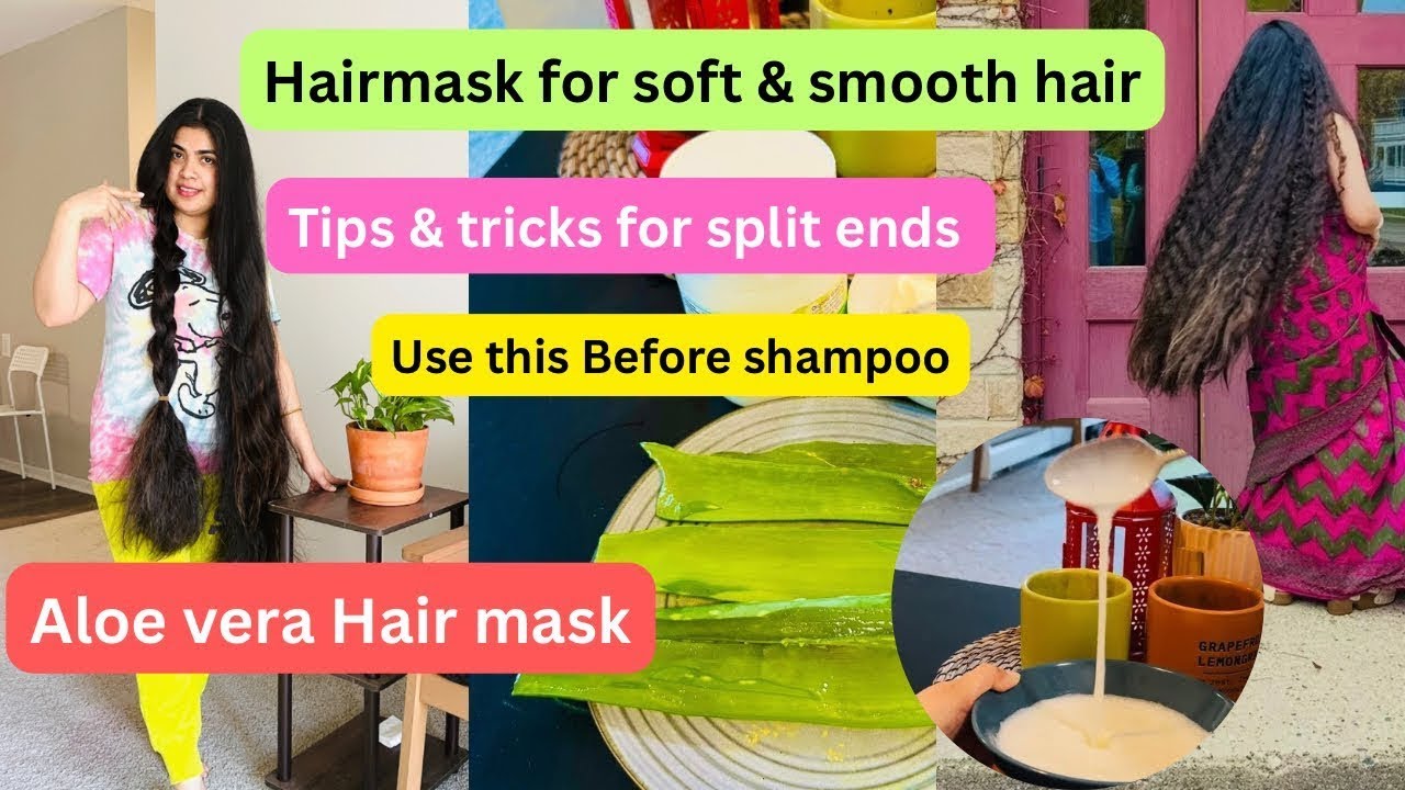 Aloe vera hair mask for dry & frizzy hair | Tips for split ends | DIY mask for soft & smooth hair