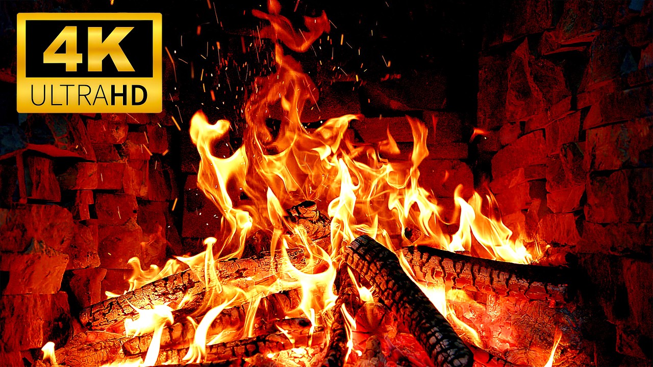 🔥 Calm & Relaxing Fireplace in 4K 🔥 Crackling Fire Sounds & Glowing Embers | Fireplace Ambience