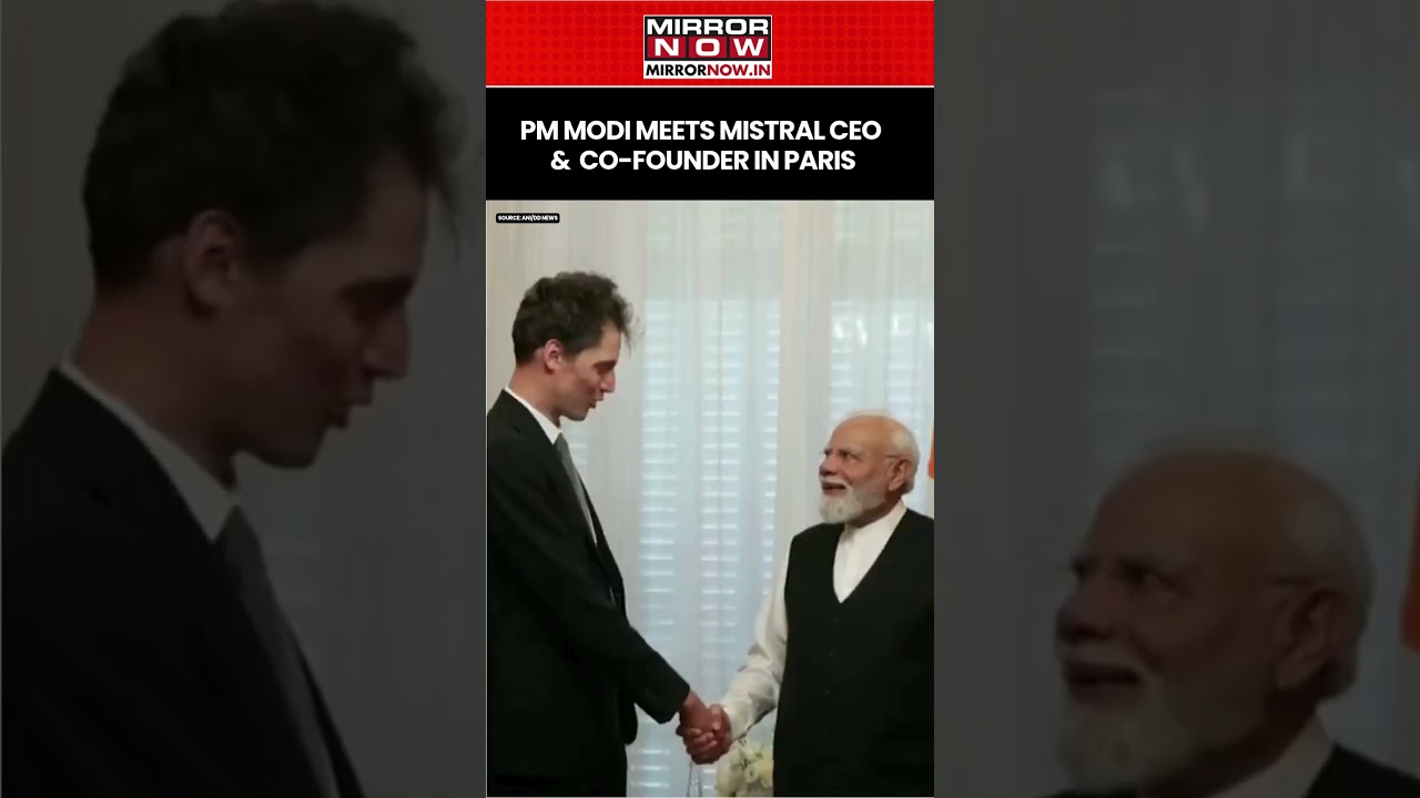 PM Modi Meets & Holds Talks With Mistral CEO &  Co-Founder Arthur Mensch In Paris #shorts