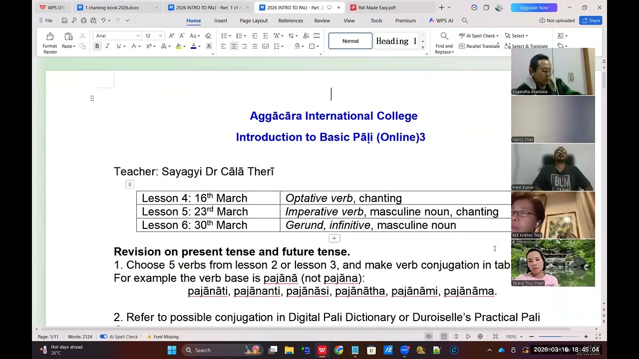Introduction to Pali: Lesson 4A -Optative