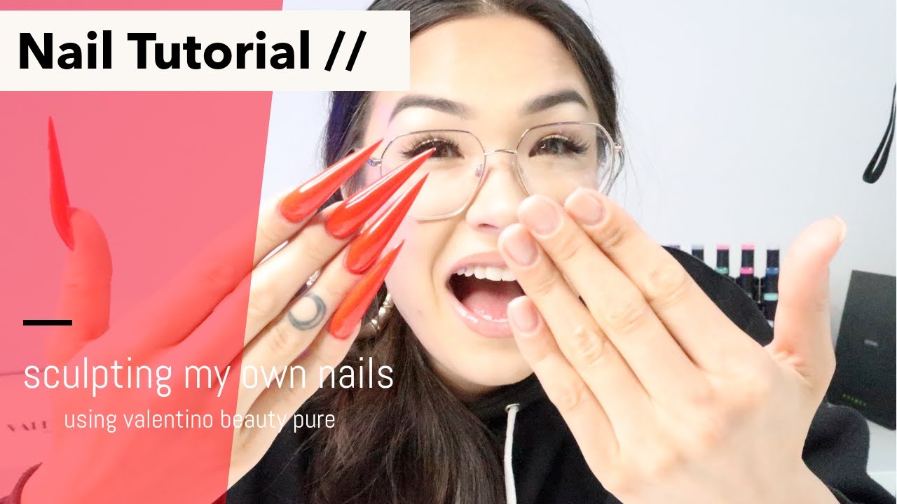 SCULPTING STILETTO NAILS // on myself!!